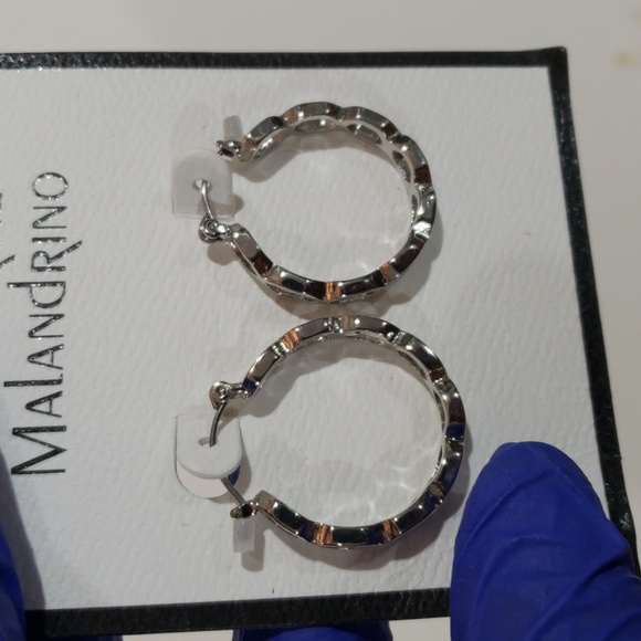 Catherine Malandrino Silver tone Twisted Design Hoop Earrings - Women's Jewelry - Picture 7 of 8